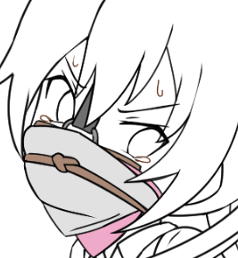 頬っぺた可愛く描けた気がする～と思ってたけど多重猿轡にしたから全部隠れちゃった回 