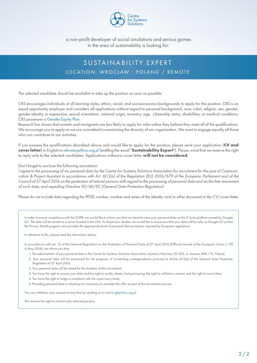 🆕We are looking for Sustainability Expert to join our interdisciplinary team! 

Are you a PhD graduate looking for exciting opportunities?

Learn more systemssolutions.org/careers/sustai…

#Sustainability #JoinOurTeam