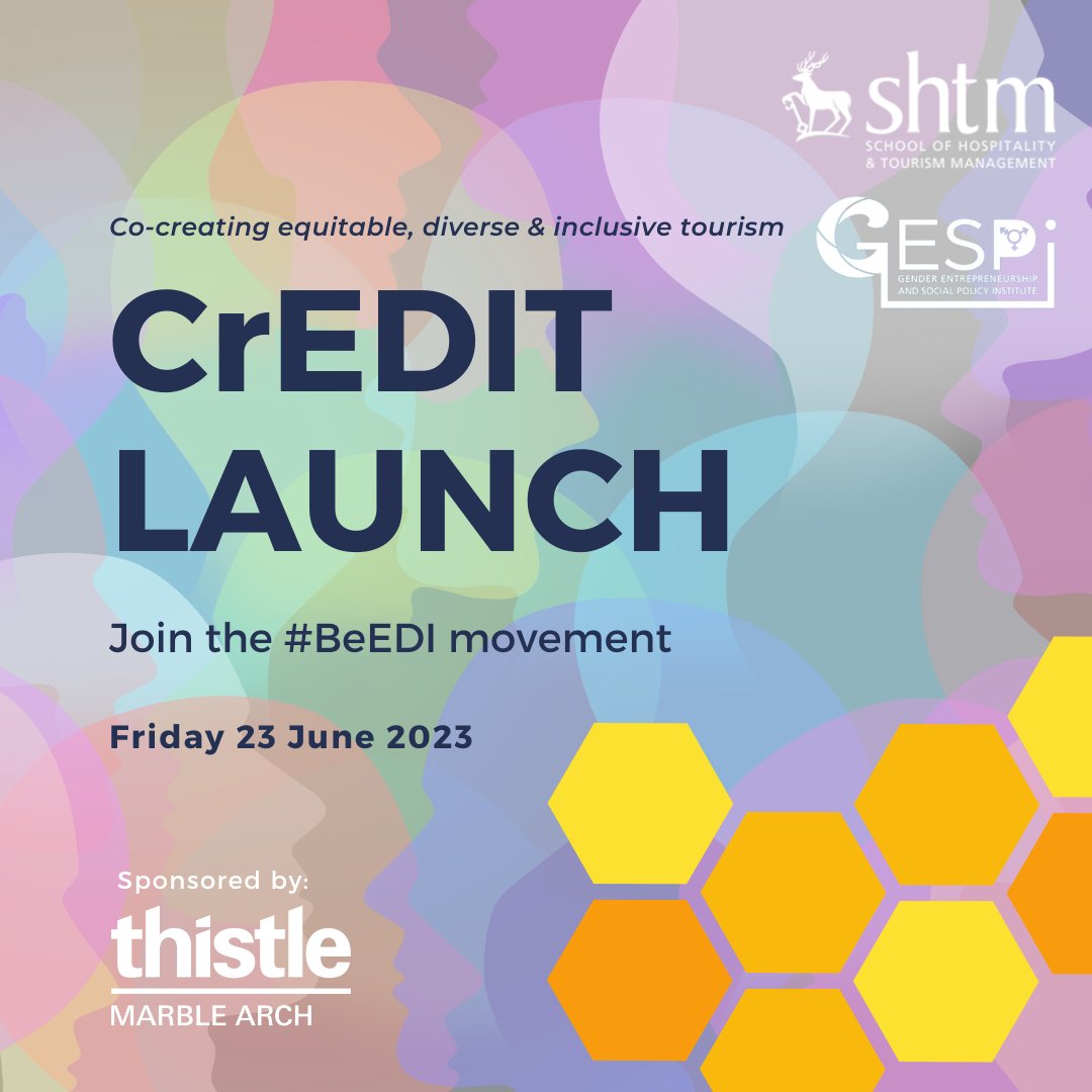 We are delighted to launch the CrEDIT club on Fri 23 June at Thistle Marble Arch. Sponsored by <a href="/ThistleMA/">Thistle Marble Arch</a>, the event will feature a keynote from Prof Tom Baum and interactive session to shape together an inclusive future! #BeEDI #GESPIatSurrey <a href="/SHTMatSurrey/">SHTMatSurrey</a>