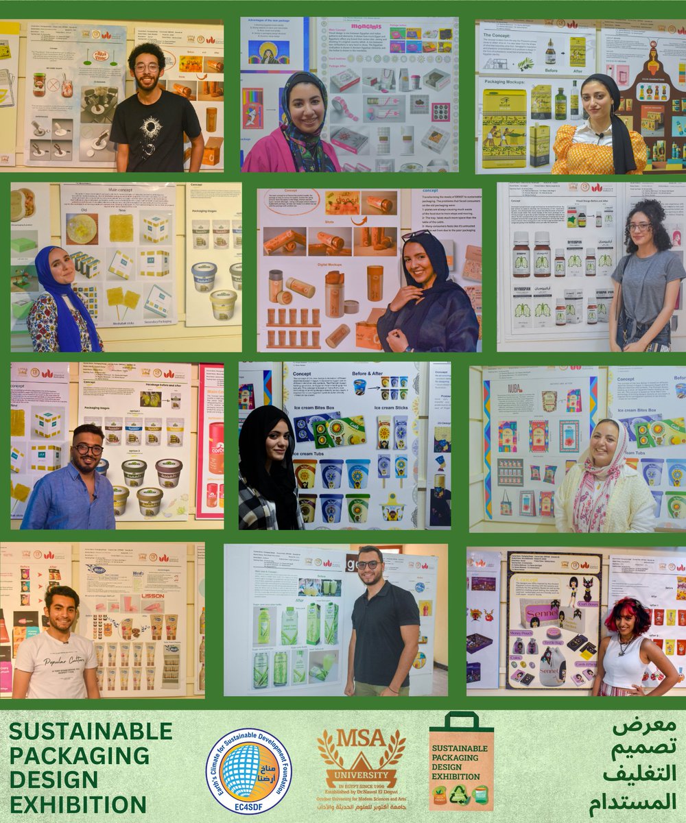 EC4SDF مؤسسة مناخ أرضنا للتنمية المستدامة (@ec4sdf) on Twitter photo طلاب جامعة MSA يبدعون في عمل تصميمات مستدامة للتعبئة والتغليف.
قام فريق من مؤسسة مناخ أرضنا في يوم الثلاثاء الموافق 23 مايو 2023  بتغطية فعاليات معرض التصميمات المستدامة للتعبئة والتغليف بكلية الفنون والتصميم بجامعة MSA.
#ec4sdf #MSA #sustanablity
#مناخ_أرضنا #الاستدامة طلاب جامعة MSA يبدعون في عمل تصميمات مستدامة للتعبئة والتغليف.
قام فريق من مؤسسة مناخ أرضنا في يوم الثلاثاء الموافق 23 مايو 2023  بتغطية فعاليات معرض التصميمات المستدامة للتعبئة والتغليف بكلية الفنون والتصميم بجامعة MSA.
#ec4sdf #MSA #sustanablity
#مناخ_أرضنا #الاستدامة