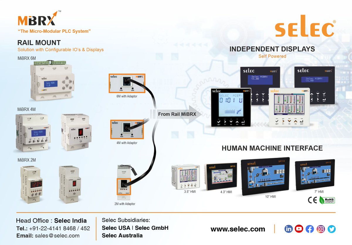 SelecControls's tweet image. MiBRX independent Display is nothing but the Extended display for MiBRX Rail mount PLC series via adaptor plates.
The 96*96mm size makes it more reliable &amp;amp; compact.
For more Info: selec.com/pro-series/PLC…
or contact: sales@selec.com 

#selec #seleccontrols #PLC #madeinindia