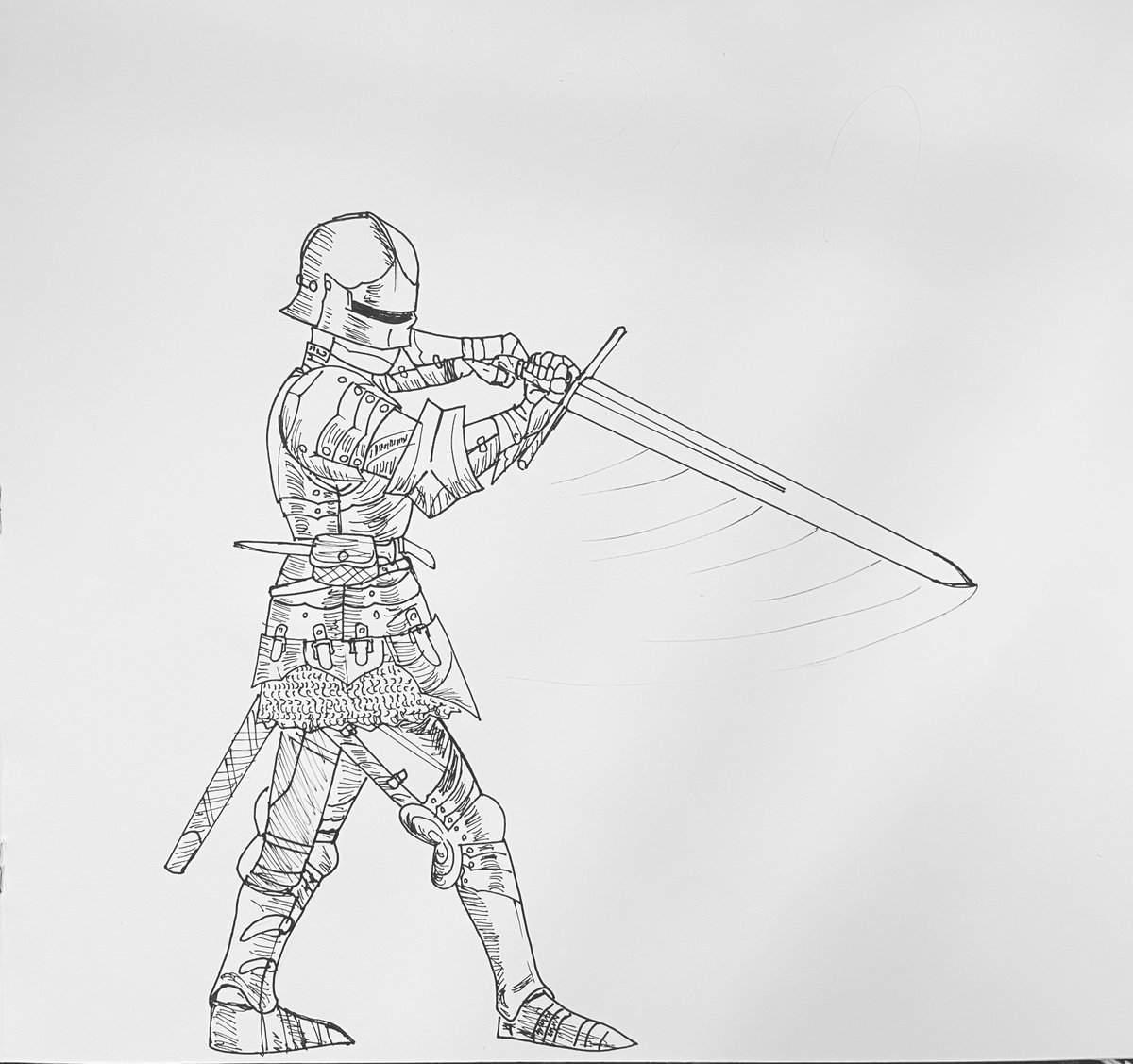 A knight practicing his swordplay #knight #medievalknight #drawing