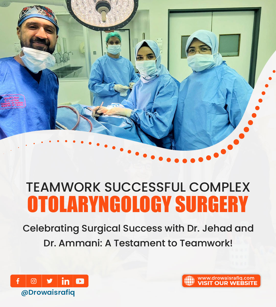 Thrilled to be part of a successful teamwork in a complex ENT surgery! Together with ENT Surgeon Dr. Jehad and Dr. Ammani, we achieved outstanding results for our patients.👏 

#DROWAIS #childcare #entsurgery #anaesthesia #ENTsurgery #Teamwork #Collaboration #Healthcare
