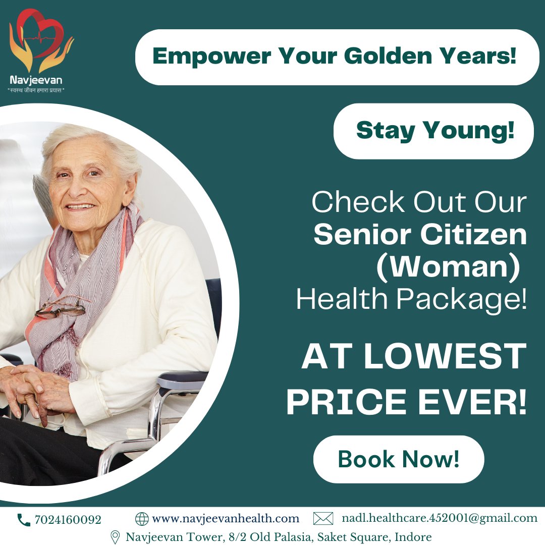 NavjeevanHealth's tweet photo. Get a test booked as soon as possible!
Book Our Senior Citizen Health Package.

#seniorcitizens #woman #oldage #healthpackage #healthcheckups #indore #nadl #navjeevanhealthcare #centre https://t.co/YJZRip97ZS