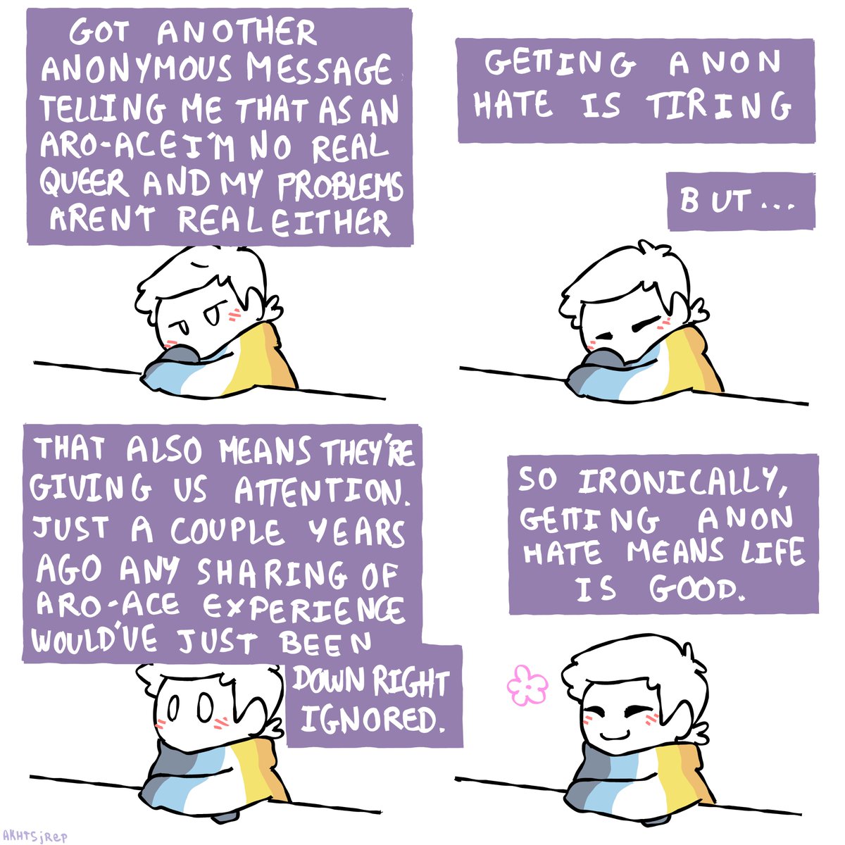 Asexual/aro people face backlash like other LGBTQIA people – not the same kind, but still backlash for sure. The point isn’t to compare which is worse. If one's experience is painful, it’s painful, and deserving of compassion.
#PrideMonth #Pride #acecreativity #PrideMonth2023