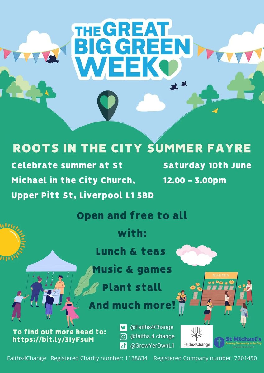 Coming up on 10th June - Summer Fayre at @StMichaelinL1 Join us from 11am-3pm for games, music, lunch and teas, a plant stall and more! This event is open to everyone so come along and enjoy a nice sunny afternoon in the garden to celebrate summer! 🌞🌻🍰☕ #GreatBigGreenWeek