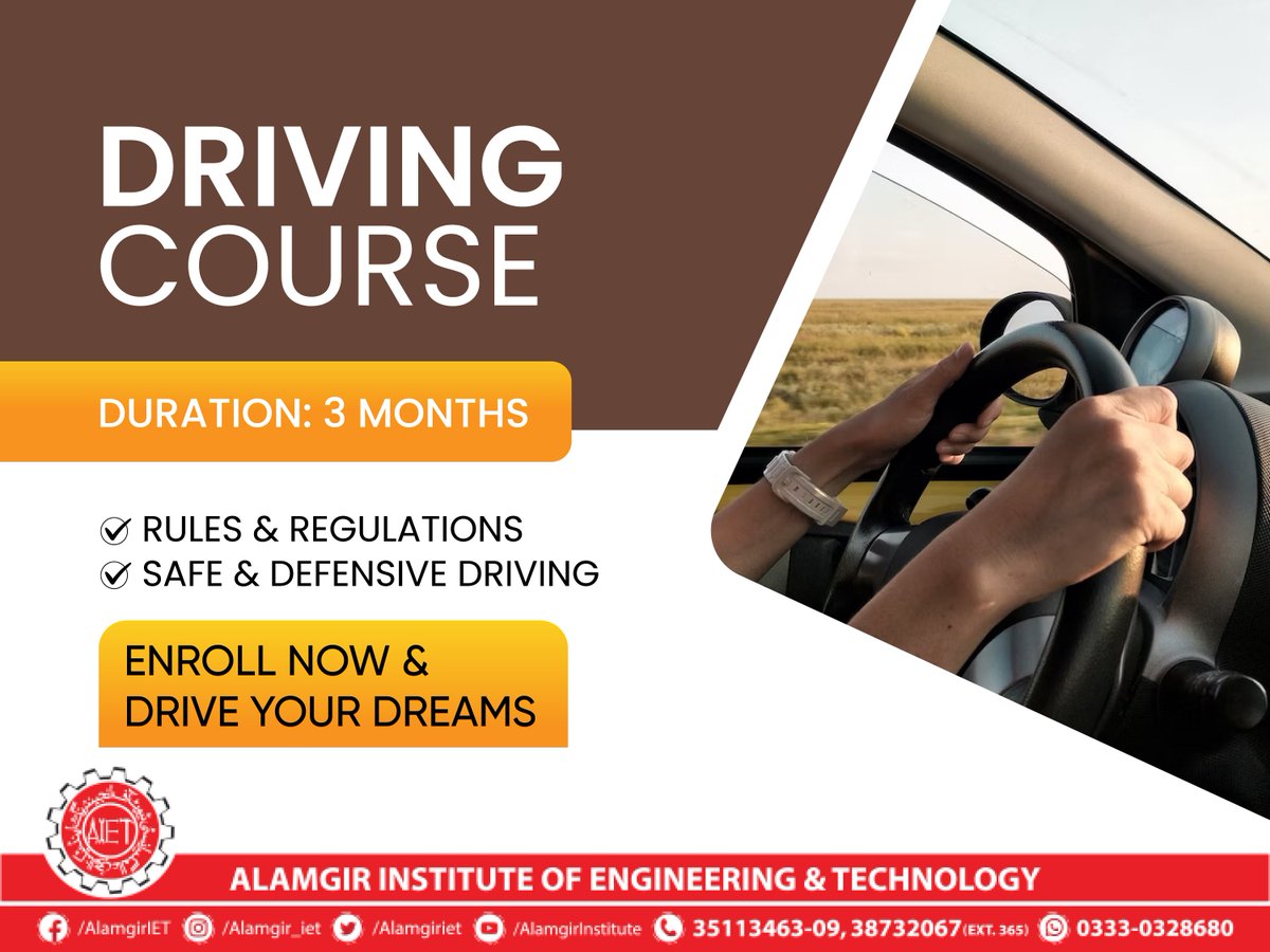 Let's get started on your journey towards becoming a confident and responsible driver with our comprehensive Driving course
Enroll Now
#AIET #technicalcourses #driving