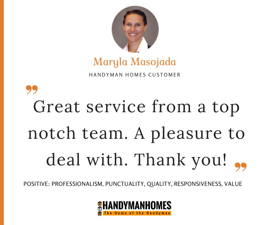 Thank you so much for taking the time to leave such a kind review, Maryla! We are thrilled to hear that you had a great experience with our team and service.

handymanhomes.co.za

#HandymanHomes #CustomerFeedback #HomeImprovement #FriendlyService