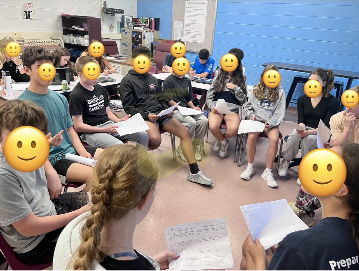 The 8th grade wrapped up their Crisis and Human Empowerment Unit with a #socraticseminar where they discussed the  #perilsofindifference 
#empathyandunderstanding #indifference #humanity #eliewiesel <a href="/RandolphSchools/">Randolph Schools</a>