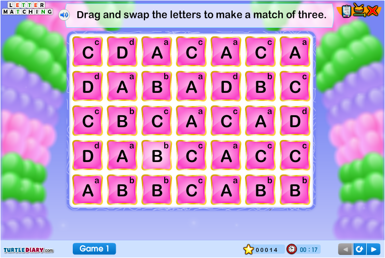 I4C: Letter Matching. Learn to identify the in uppercase and lowercase as they drag and swap the letter tiles to make a match of three. i4c.xyz/y82qgl8u #edchat #prekchat #kchat #kinderchat #1stchat #langarts #ela #reading