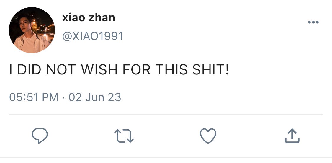 WISH GONE WRONG?
— a #yizhan / #bjyx filo au where;

hiniling lang naman ni xiao zhan na hindi sana matuloy ang kasal niyang pinagpipilitan lamang ng parents niya.

di niya naman inaakala na maging totoo ito sa pagbabalik ng ex niya.