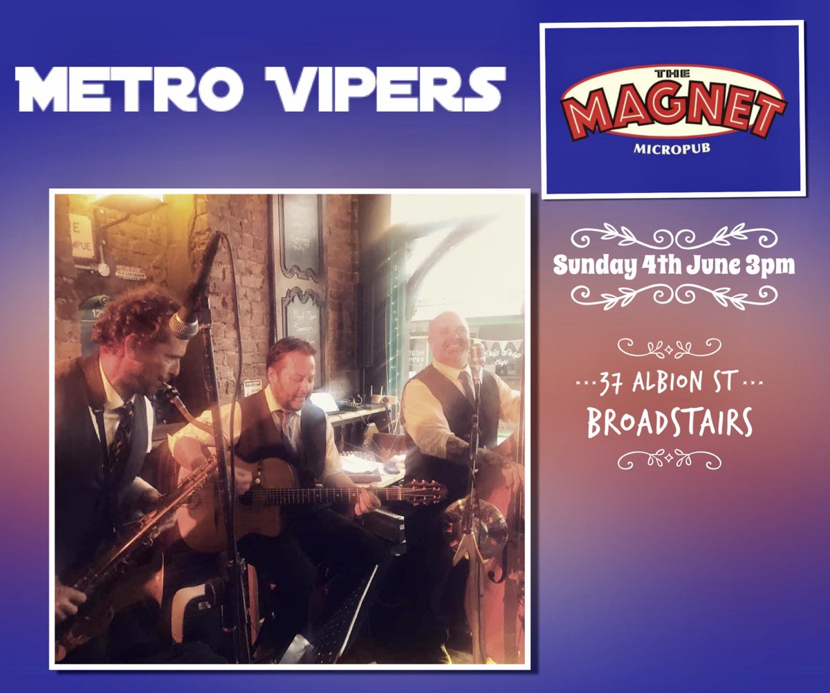 This Sunday 4th June from 3pm we’ll be back at the super @Themagnetmicro1 for more #swingjazz fun & games! Come on down..you know you want to… #broadstairs #kent #sunday #livemusic