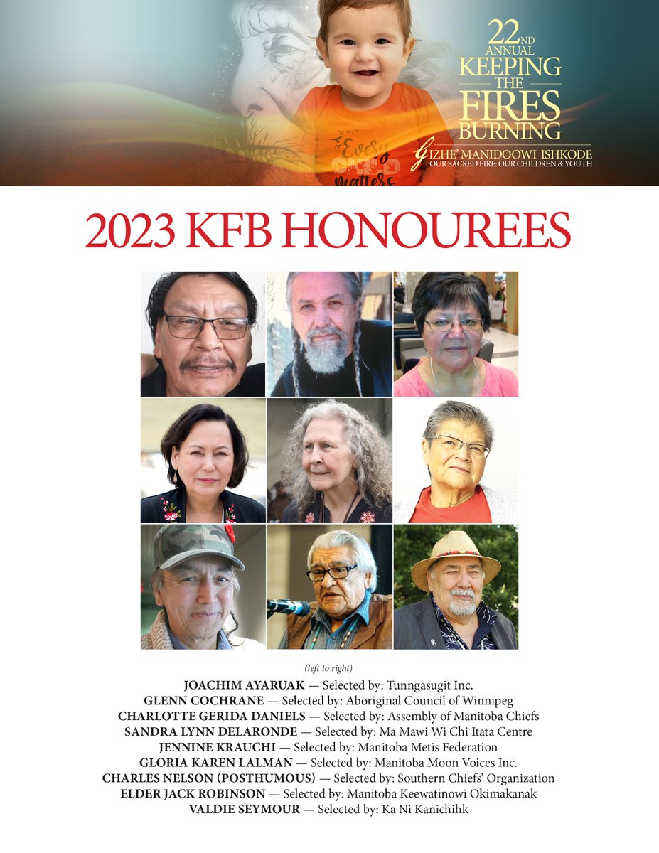 Kinanaskomitin to everyone who's bought tix &amp; to our Sponsors for supporting #KFB2023. We can hardly wait to honour&amp;celebrate this yr's Keepers of the Fire. Each are instrumental in preserving our languages, cultures &amp; traditions. Congratulations to all.