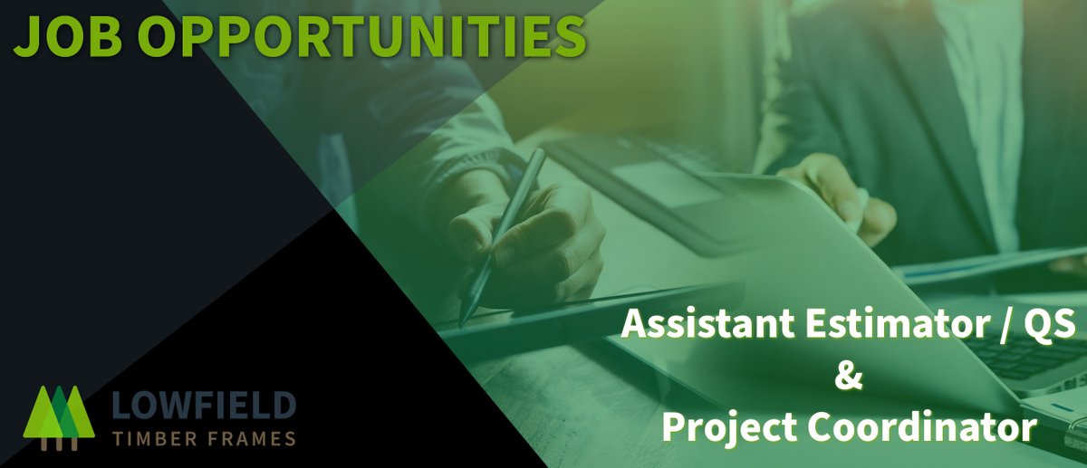 LowfieldTimberFrames (@ltfltd) on Twitter photo **RECRUITING**
Project Coordinator & Assistant Estimator / QS
Visit Indeed for more details uk.indeed.com/cmp/Lowfield-T…?
#jobs #timberframe #estimator #projectcoordinator #QS #vacancies <a href="/JCPinNWWales/">JCP In NW Wales</a> <a href="/JCPinNEMidWales/">JCP In NE & Mid Wales</a> <a href="/CareersWales/">Careers Wales</a> <a href="/CountyTimes/">Powys County Times</a> **RECRUITING**
Project Coordinator & Assistant Estimator / QS
Visit Indeed for more details uk.indeed.com/cmp/Lowfield-T…?
#jobs #timberframe #estimator #projectcoordinator #QS #vacancies <a href="/JCPinNWWales/">JCP In NW Wales</a> <a href="/JCPinNEMidWales/">JCP In NE & Mid Wales</a> <a href="/CareersWales/">Careers Wales</a> <a href="/CountyTimes/">Powys County Times</a>
