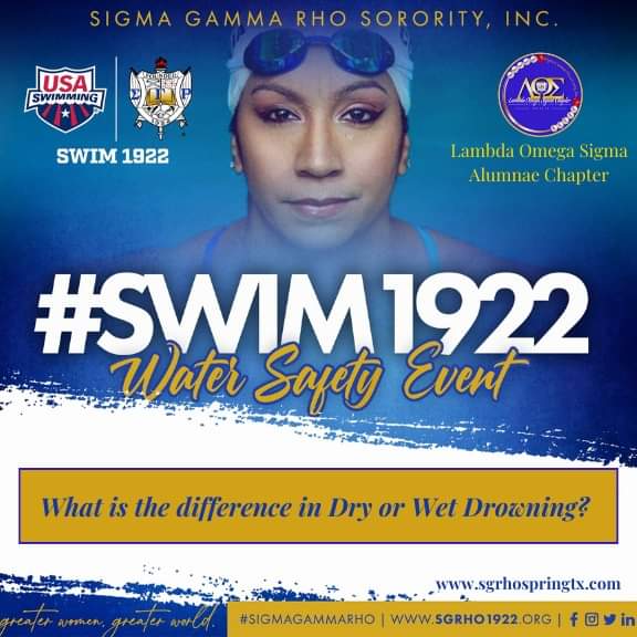 SGRhoSpringTX's tweet photo. What's the difference between Wet &amp; Dry Drowning? Drowning is the 2nd leading cause of accidental deaths among children.

#LambdaOmegaSigma is hosting a #Swim1922 weekend to teach you how to make the water safe &amp; fun! #SigmaGammaRho #Greater 

https://t.co/uhX05zTZ19… https://t.co/poFibVMxFt