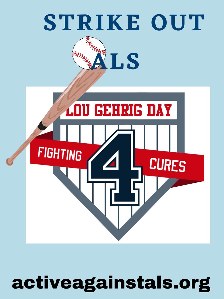 ActiveALS's tweet image. Active Against ALS is proud to join the Major League Baseball teams in recognition of the 3rd annual Lou Gehrig Day on June 2nd. Please consider helping us “Strike Out ALS” by donating to support research to find a cure for ALS. 

facebook.com/10006475458423…