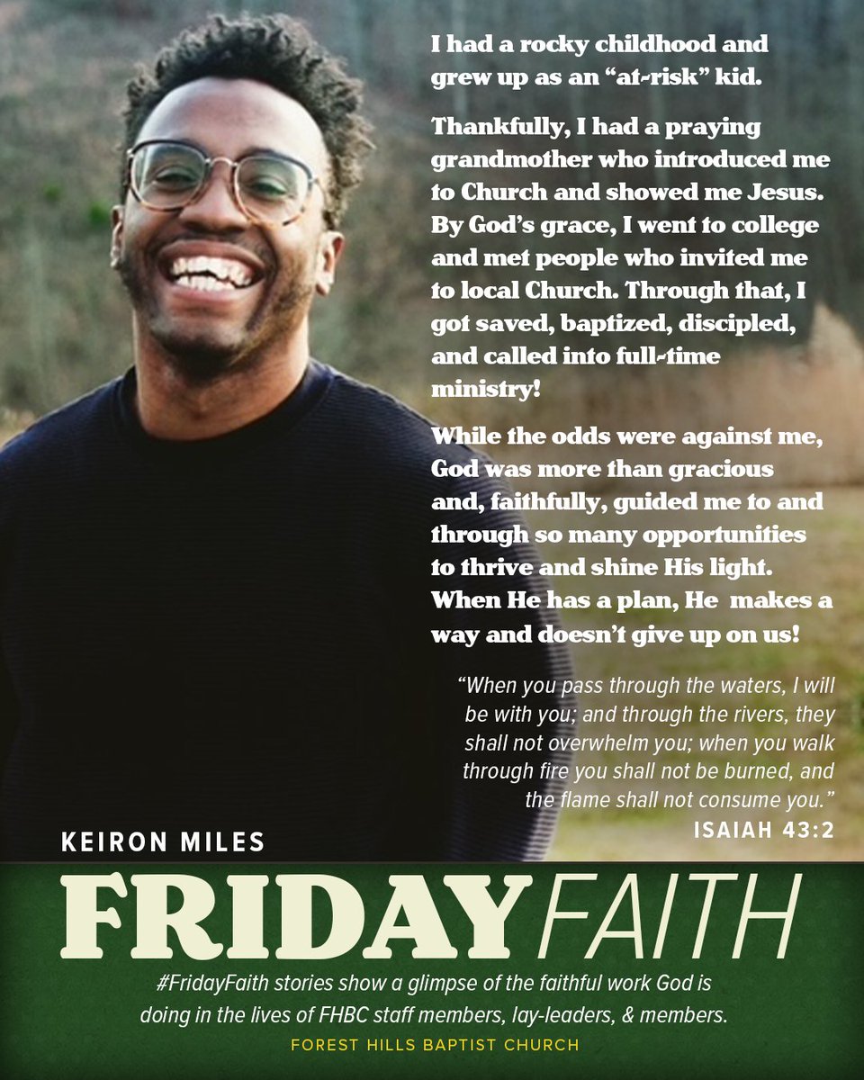 #FridayFaith by Keiron Miles, Minister to Middle Schoolers -
'When He has a plan, He makes a way!' 🙏🗻👏