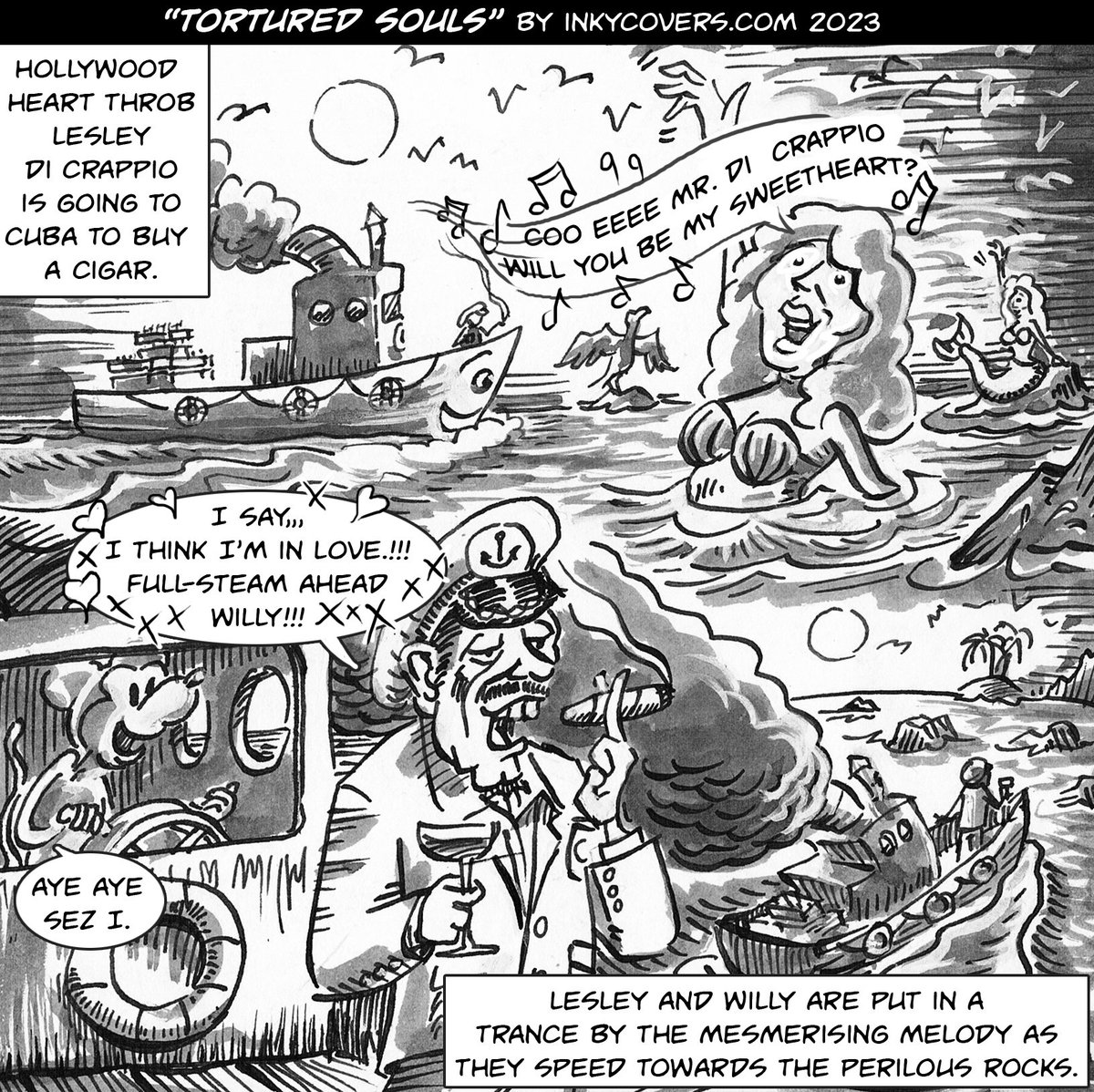 Inkycovers's tweet photo. Page 1 of 2, "Tortured Souls" by me. #comics #mermaids https://t.co/fhLCgLSX7u