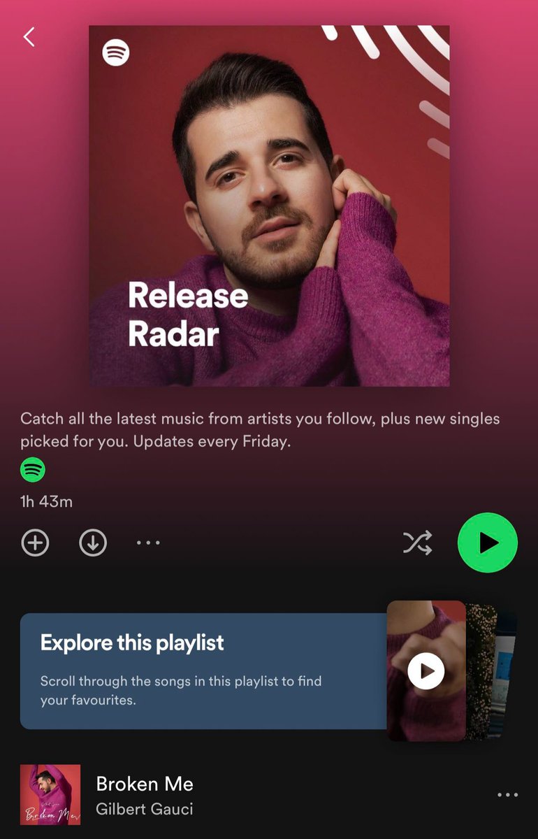 A friend of mine sent me a screenshot that really made my day. Broken Me appeared as the cover art for their release radar on @spotifycharts   ❤️ It's a small moment but wanted to say thank you for listening to my song. 

Listen to Broken Me: found.ee/brokenme

#spotify