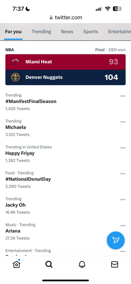 We’re the top 2 trending topics #Manifest and it’s even better it’s #happyfriyay and #NationalDonutDay