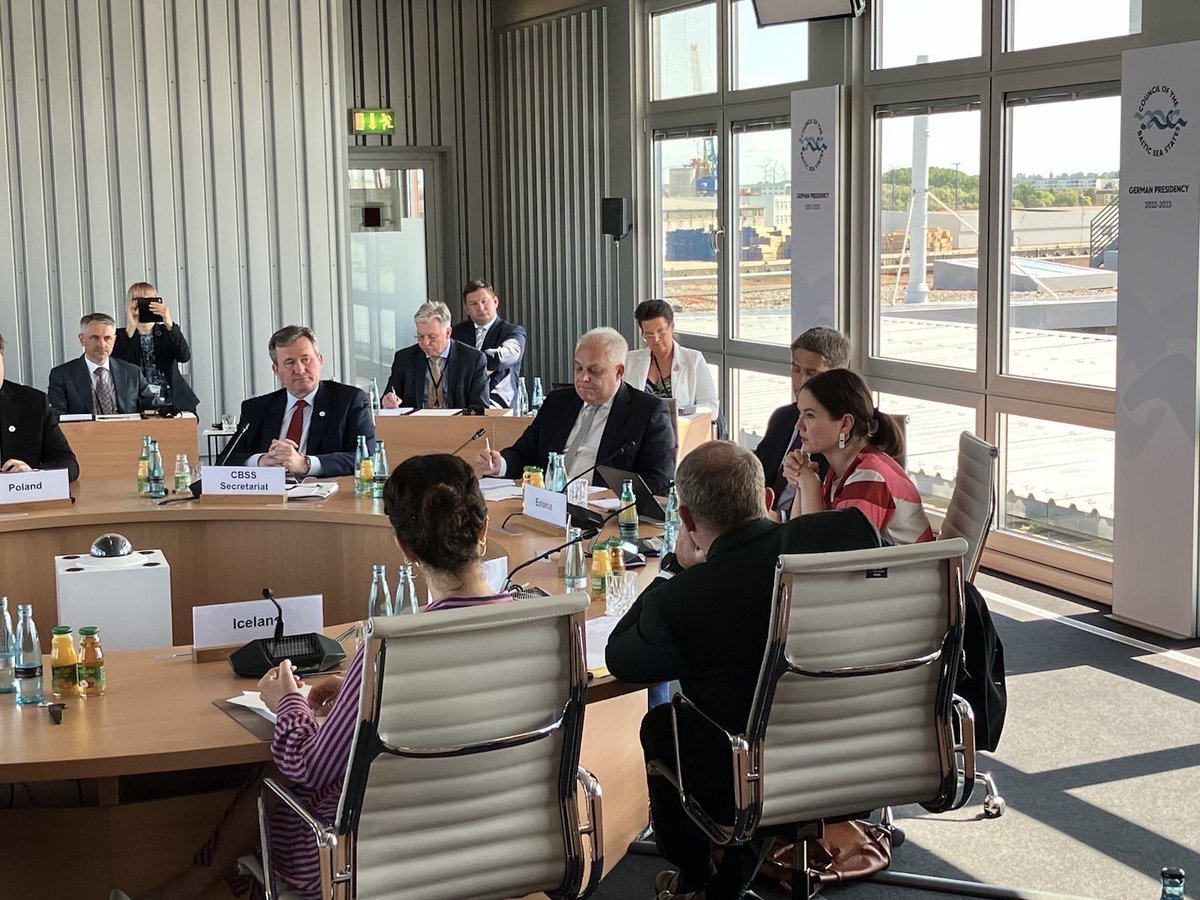 Ulkoministerio's tweet image. During the Ministerial meeting of the Council of the Baltic Sea States on 1-2 June in Wismar, discussed topics included resilience and energy security. 
Finland was represented by @Sumuvuori. Finland will assume the Presidency of the #CBSS on 1 July 2023. 🇫🇮