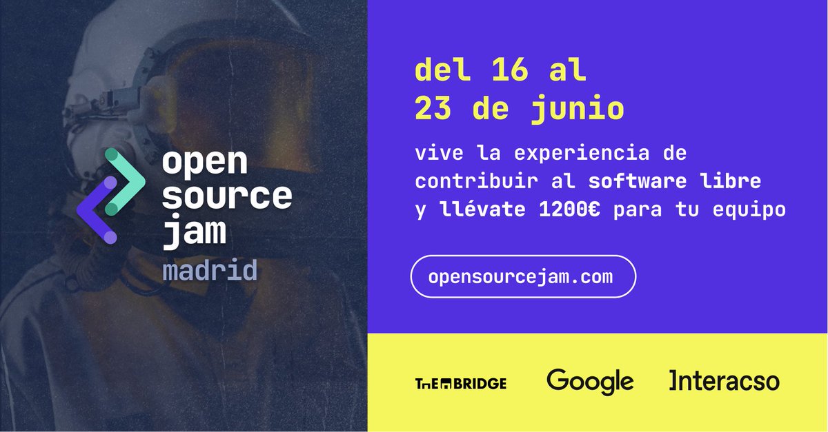 TheBridge_Tech's tweet photo. Si tienes conocimientos de #javascript y #typescript ¡Ya tienes plan! 👩💻
¡Vuelve la #OpenSourceJam! Un reto para #developers 🏆
¡No te lo pierdas! Más info 👉https://t.co/Fr4Izslj1V
Organizado por @Google, @interacso y @teralco
#desarrolloweb #fullstack https://t.co/2O93c0EnXH