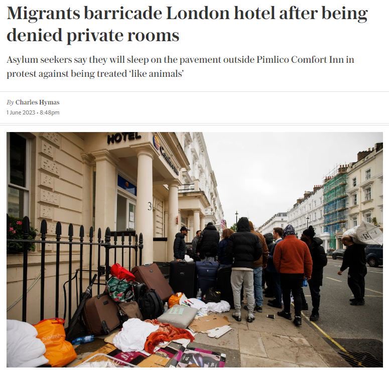 Because nothing saying 'fleeing war and persecution' like demanding a private suite in a Pimlico hotel ……