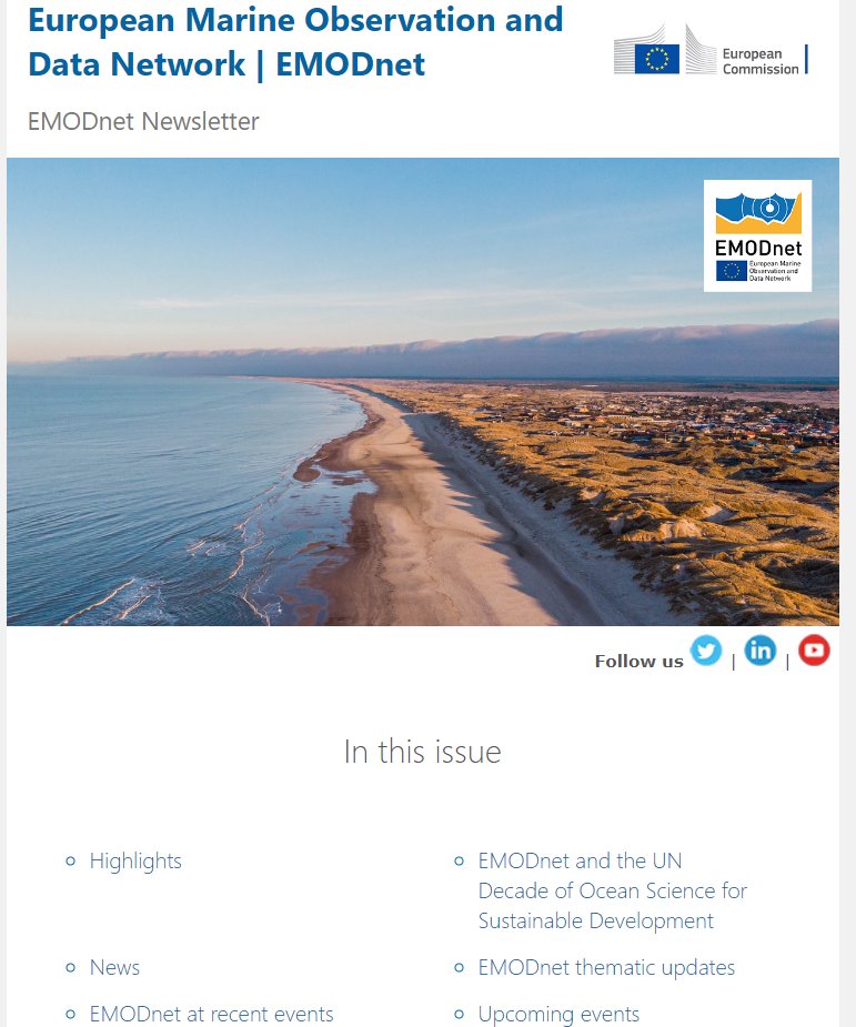 EMODnet's tweet image. Find out all about #EMODnet’s presence in the #EMD2023, see updates on thematics, upcoming events, the #OSL3 hackathon winners &amp;amp; more! 👉 shorturl.at/pz356
🌊 Always stay updated by joining our newsletter: shorturl.at/dyDE6