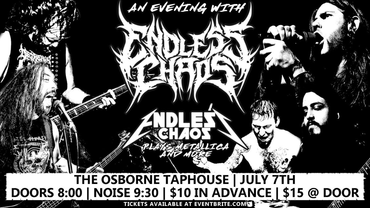 #FridayFollow #Support @EndlessChaosWPG An Evening of #Metal & #Merriment Friday July 7/23 The Osborne #Taphouse!🍺 #WPG