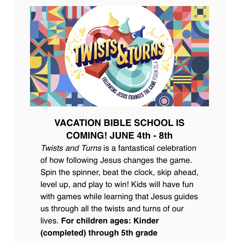 Your kids are invited to Pathway Baptist Church’s VBS next week!
6:00-8:30 pm
Click the link to register!

church.us7.list-manage.com/track/click?u=…