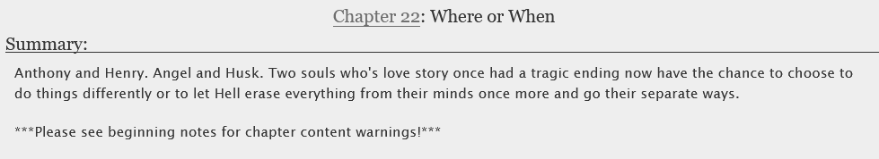 Well, we're finally here. @rainbowpandas23 and I are honored to bring you all the final chapter of #WhenWeMeetAgain.  We hope you've enjoyed this fic as much as we've enjoyed taking you on this journey. 

#huskerdust #angelhusk #casinohearts #WWMA