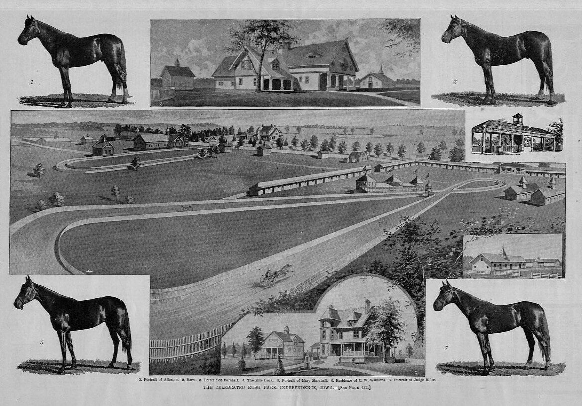 With unpredictable road quality, horse racing tracks served as early cycling battles. The Independence, Iowa kyte track at Rush Park served as site of John S. Johnson's 1892 sub two-minute mile record (1:56 3/5 seconds). 

#Iowahistory #sporthistory #cyclinghistory #cycling