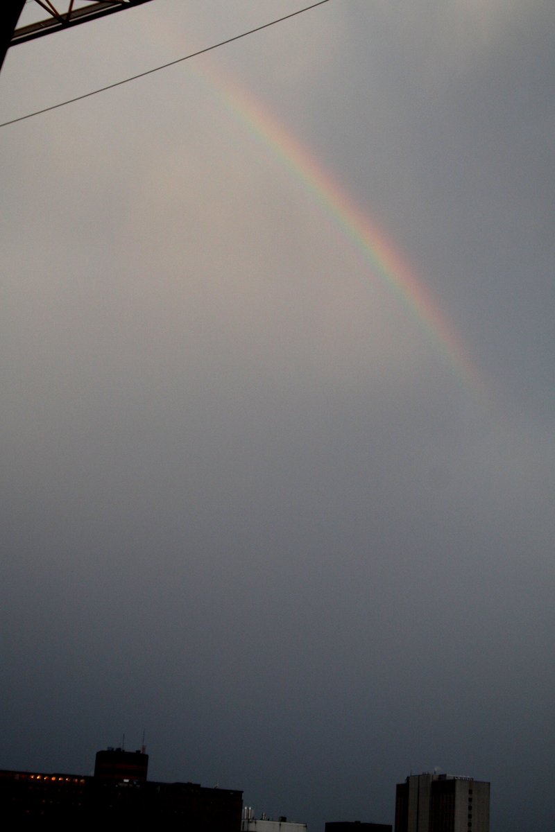 CindyDayWeather's tweet photo. Michael Boschat spotted this lovely little rainbow over Halifax at 6 am today. Let's pray that it's a sign of hope! #wildfires #rainbow #signofhope https://t.co/Vc7EV41xo7