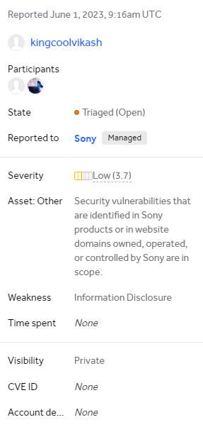 Finally Valid Submission in Sony

Tip: 
1. Shodan Dorking ssl:'*.target.com'
2. Use dirsearch to fuzz

#bugbounty #bugbountytips #sony #hackerone
