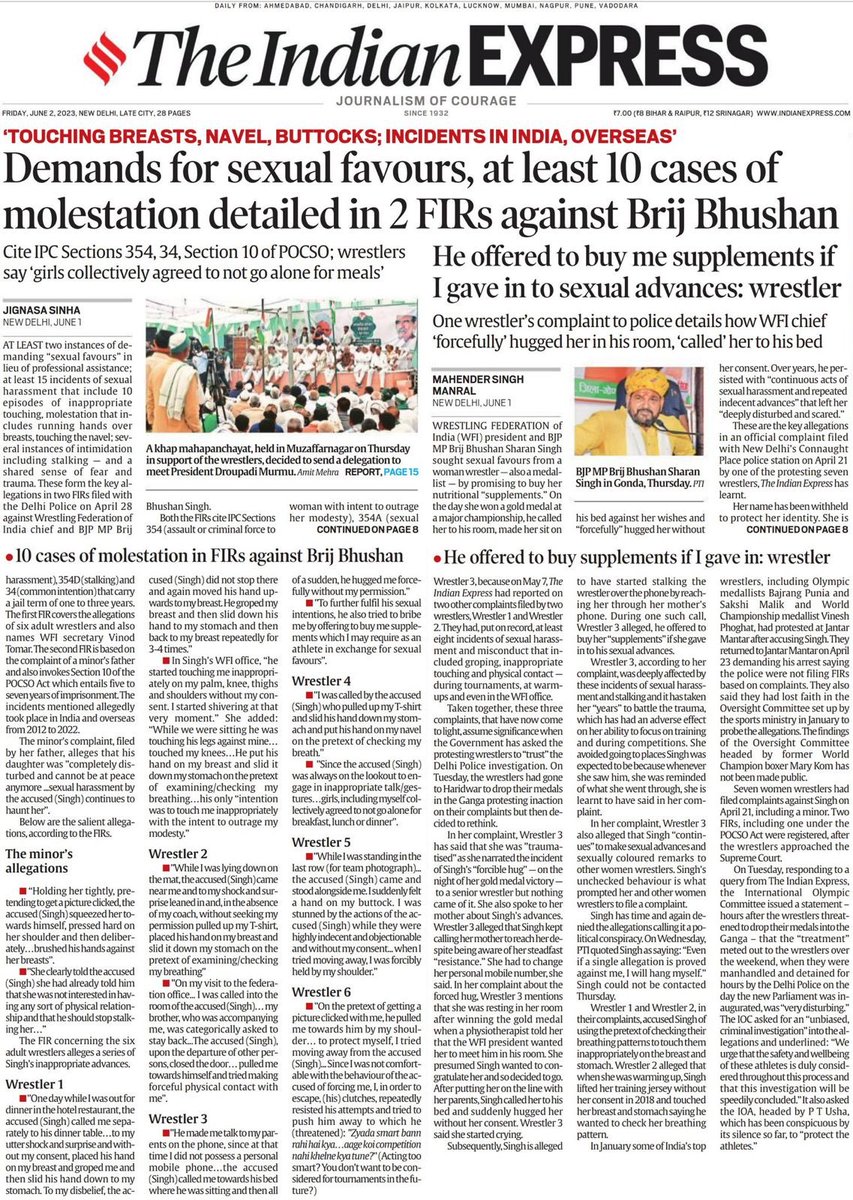 udpratap7's tweet photo. Rahul Gandhi lost his seat over a mere defamation case and Brij Bhushan Singh roaming free after such heinous crimes. अंधेर नगरी चौपट राजा | #WrestlersProtests https://t.co/2vI3eak8mA
