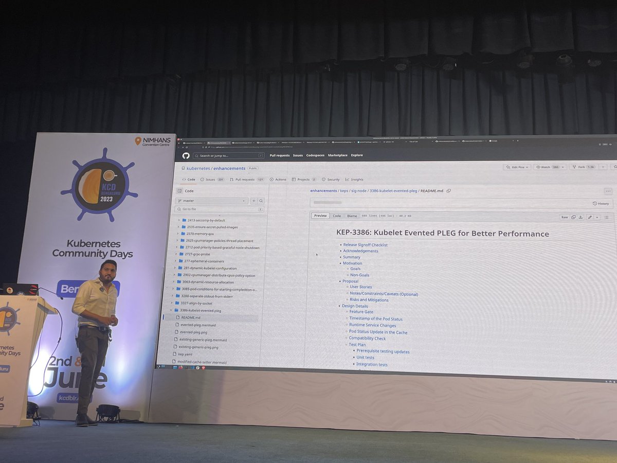 Second lightening talk by Swaroop on “Evented PLEG” 

#Kubernetes #KCDBengaluru #CNCF