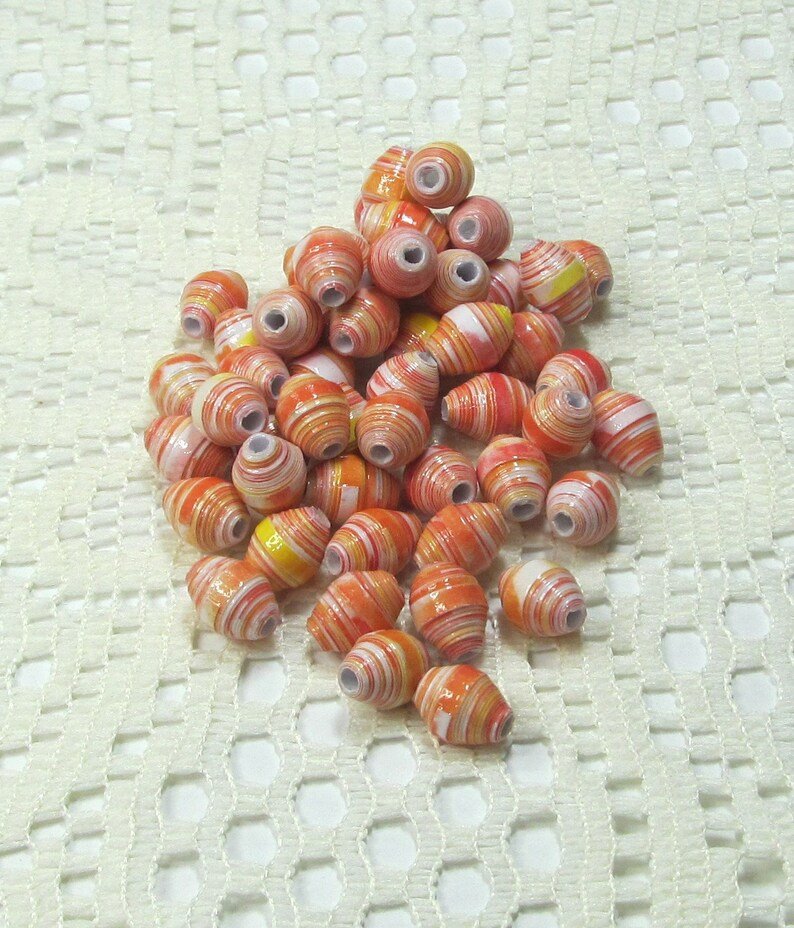 Paper Beads, Loose Handmade Jewelry Making Supplies Craft Supplies Round Orange and Yellow Tye Dye etsy.me/45AMlFA via @Etsy #thepaperbeadboutique #paperbeads #handmadebeads #handmadesupplies