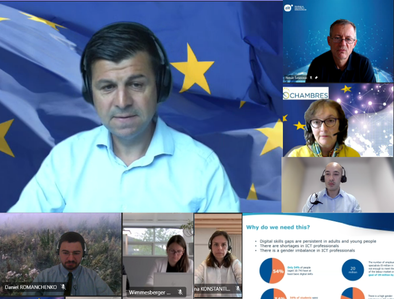 Eurochambres's tweet photo. Engaging discussion today with @EUDigitalEdu on the #digitalskills &amp; education package. The #chambernetwork is a key player in providing businesses with the #skills needed to drive the #digitaltransition and meet the #digitalcompass 2030 targets. https://t.co/8jzWIQNMUf
