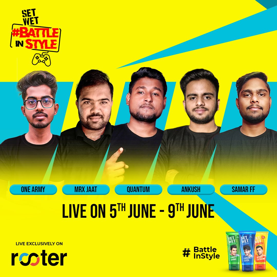 RooterSports's tweet photo. Level up your hair game with @SetWetIndia! Perfect for gamers who want to look and feel their best while dominating their opponents. 😎
#BattleInStyle with @SetWetIndia ✨✨ https://t.co/DomkVJ6mBN