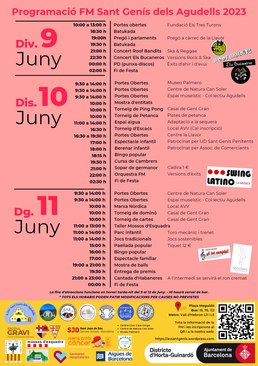 Ja tenim a tocar la #FMSantGenís 2023.

Els dies 9, 10 i 11 de juny vine a celebrar el barri.