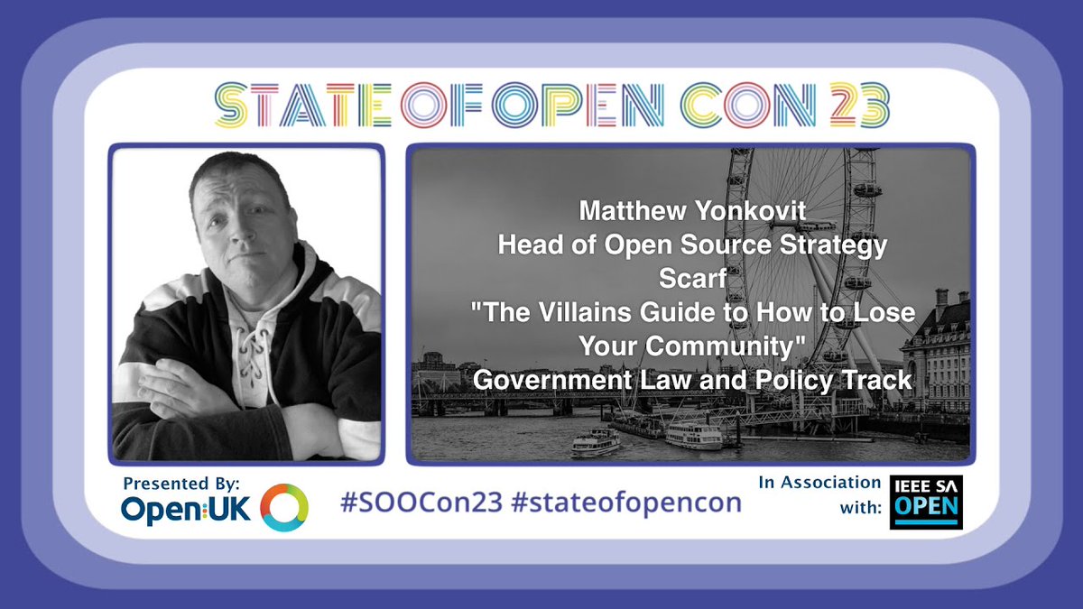 Watch @MYonkovit Head of Open Source Strategy at @scarf_oss speak about 'The Villains Guide to How to Lose Your Community' at State of Open Con 23 #SOOCon23 #OpenSource #Security

ow.ly/809j50NcG8f