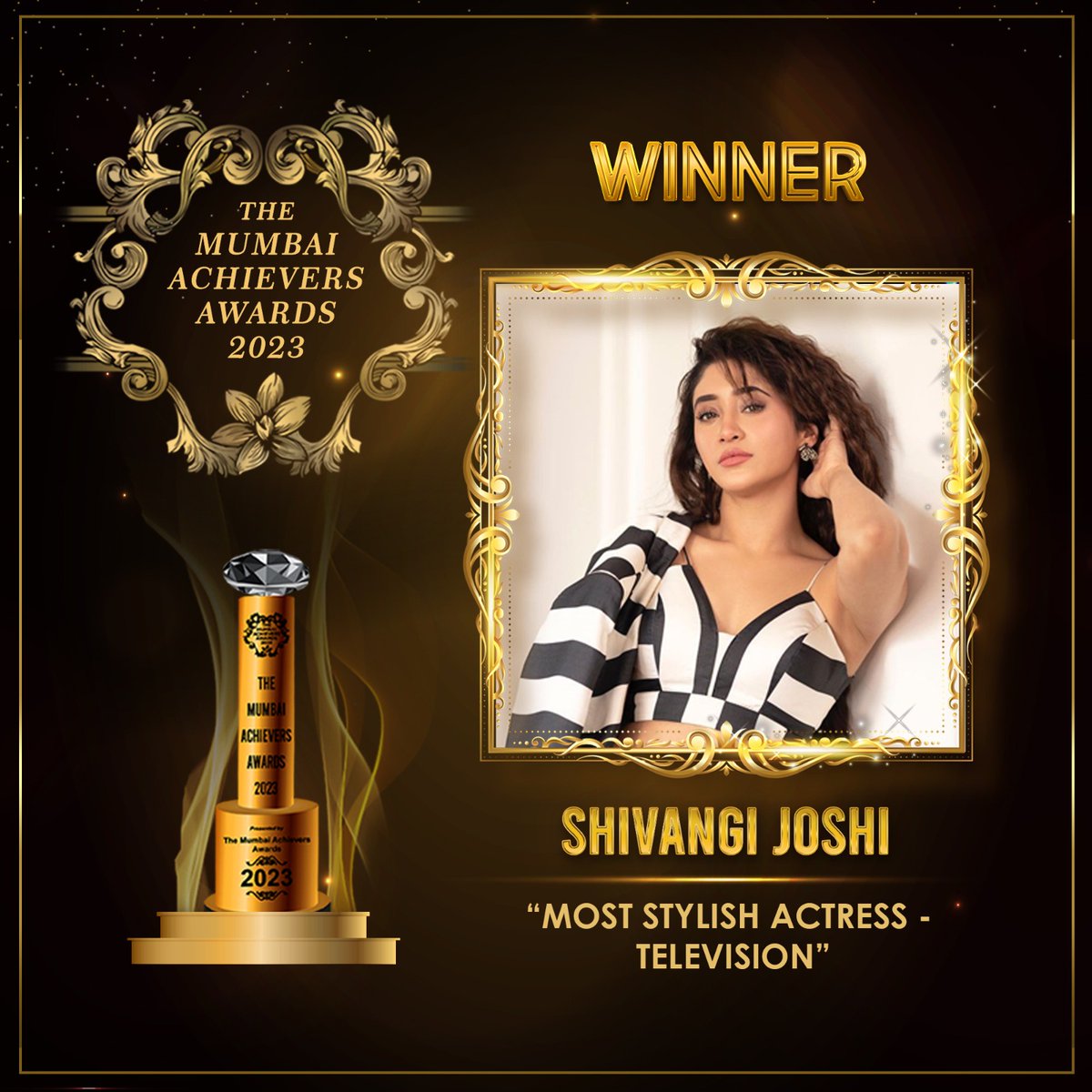 MumbaiAchiever's tweet photo. The MUMBAI ACHIEVERS AWARDS 2023
Congratulations to @shivangijoshi10 Shivangi Joshi
"The Mumbai Achievers Awards" congratulate you for winning the prestigious award in the respective category - "Most Stylish Actress - Television "
Wish you the best for your future endeavours !! https://t.co/ZKBwsTsB3j