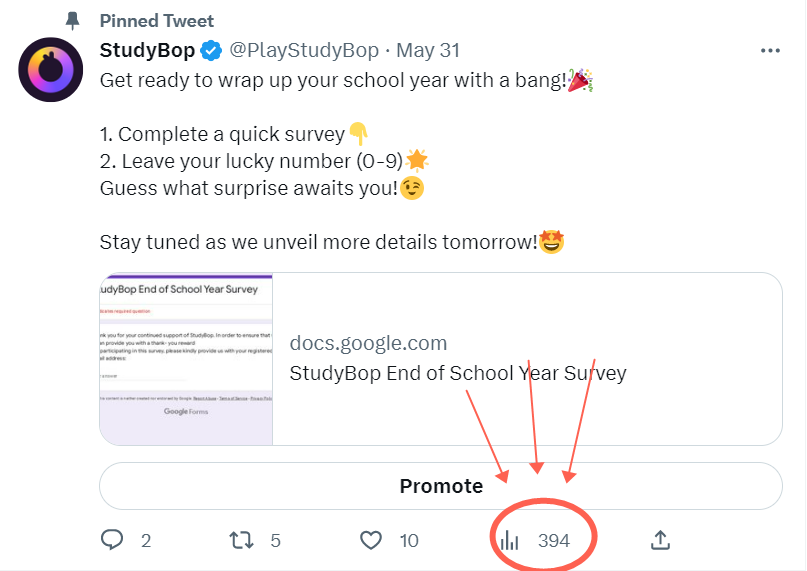 PlayStudyBop's tweet photo. 🎁Today’s winning numbers: 3, 9, 4

Special Gift:
4👉a $5 Amazon card💳
3, 9👉Six-month VIP✌️

1 teacher won an Amazon card, 2 won VIP status.🎁

To all participants, a special thank-you note is in your mailbox.📮

Activity runs until next Friday. Complete the survey and join!
