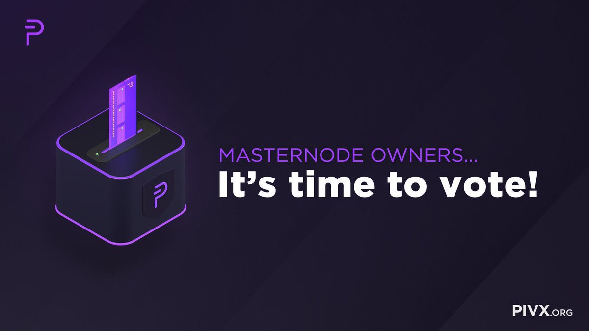 _PIVX's tweet photo. "#WE are all a #DAO."  
Thus we are all responsible in helping shape #PIVX's future. Don't miss your chance to provide input on the proposals. https://t.co/JMbW35VsTC

$PIVX Masternode Owners: Cast your vote at https://t.co/1tSCgJCQxb. 
New proposals have been submitted. #Crypto https://t.co/ztW1ZpnRnn