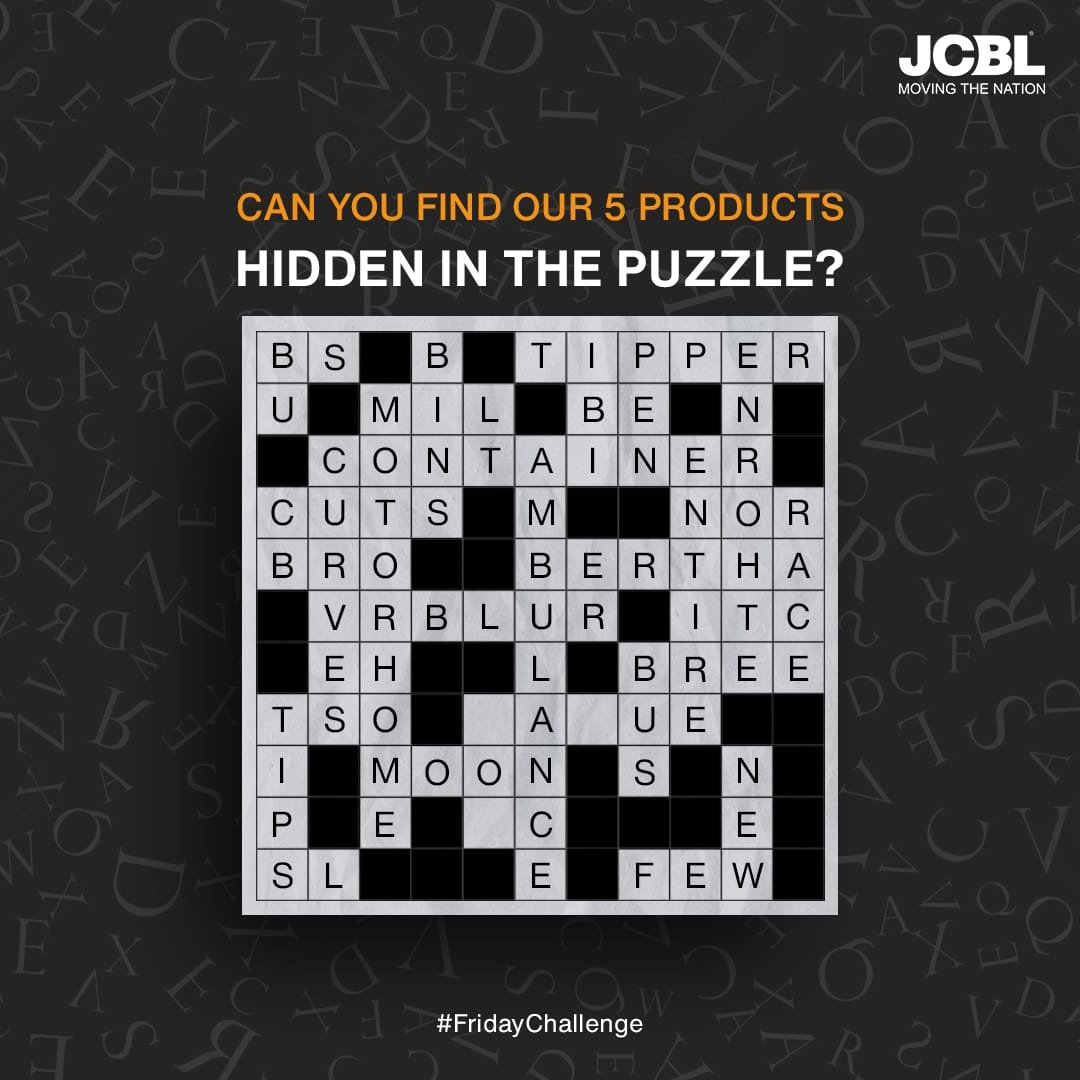 JcblLimited's tweet image. Put your thinking caps on and guess the right answer.

Participate now.

#FridayChallenge #JCBL #MobilitySolutions #MovingTheNation
