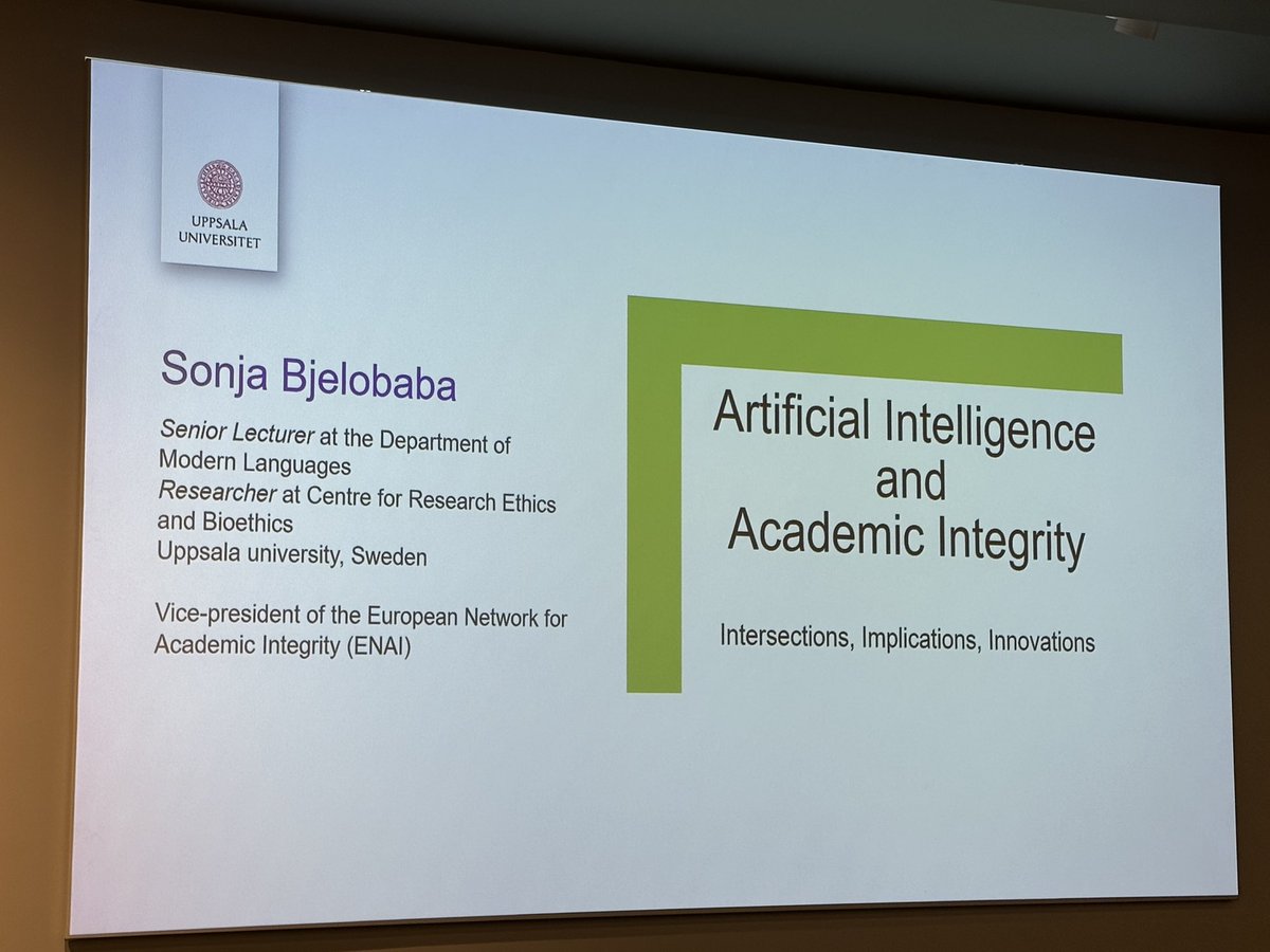 Fantastic keynote by ⁦@SonjaBjelobaba⁩ at #edtechie2023 about #ai and #AcademicIntegrity ⁦@H2020INTEGRITY⁩