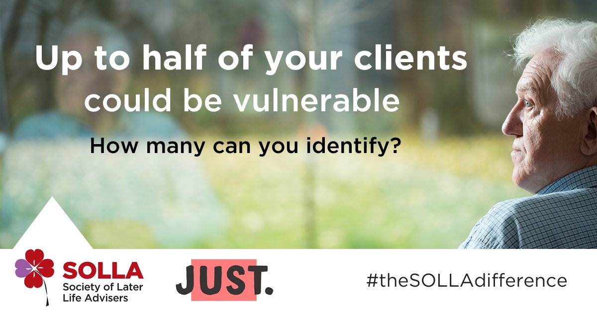 SOLLAadvice's tweet image. Vulnerability is an issue coming under increasing scrutiny by the Financial Conduct Authority. Developed by #SOLLA in collaboration with @Just_Adviser learn about our vulnerability training tool here: bit.ly/45G3lue #LaterLifeAdvisers  #VulnerabilityMatters