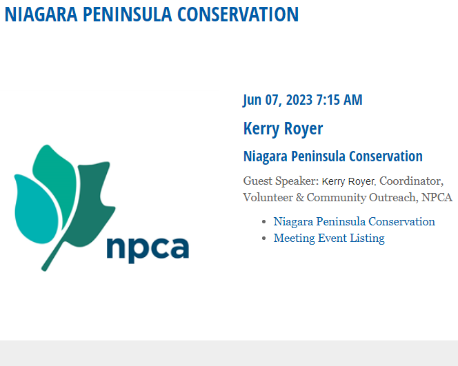 fonthillrotary's tweet photo. #RotaryThisWeek - #JoinUsAtRotary!
Wed Jun 7, 7:15am
Speaker: Kerry Royer
Niagara Peninsula Conservation (NPCA)
https://t.co/rS2kKlfqbZ
#RotaryClubofFonthill #NPCA
#TagtheSpirit #Rotary7090 #RotaryZone28 #ImagineRotary #CreateHopeInTheWorld https://t.co/NG1Xsvcj18