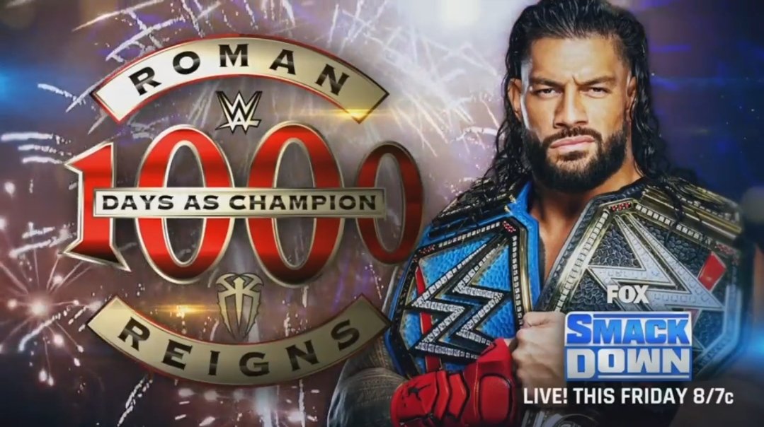 Happy  #FridayNightReigns .!!
Tonite we celebrate Roman Reigns 1000 days of Greatness..!!☝🏼

#SmackDown #CelebrateHim
#AcknowledgeHim