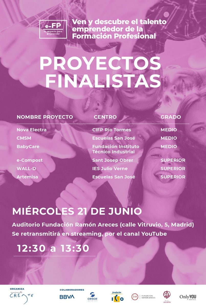 ¡Ya tenemos los proyectos finalistas e-FP 22/23!

¡Enhorabuena por vuestro trabajo y mucha suerte en la Final e-FP! 

@cifp_riotormes
<a href="/escuelassj/">Escuelas San José</a>
<a href="/itm_miranda/">ITM</a>
@sjo_i_cc
<a href="/IESJverne/">IES Julio Verne - Leganés</a>

#FinaleFP23 #emprendimiento #intraemprendimiento #innovación  #FormaciónProfesional #FOL #FP